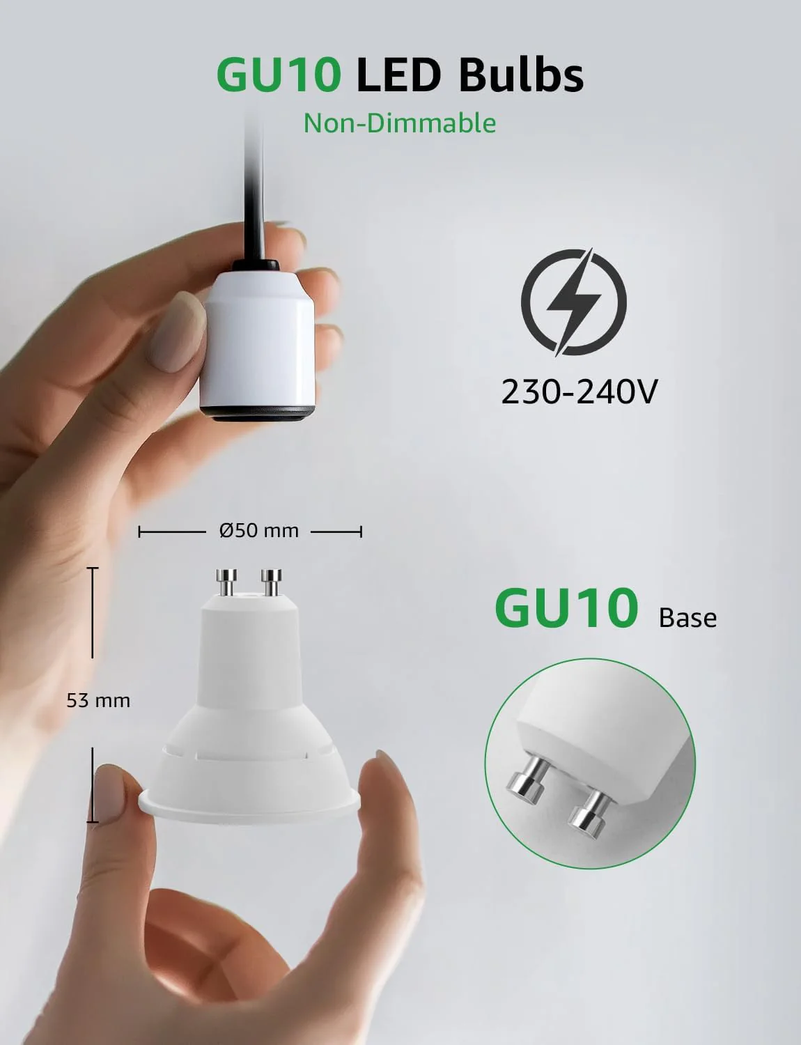 Lepro GU10 LED Bulbs, Neutral White 4000K, A Energy Class, 590LM, 3.3W (50W Equivalent), 100¡« Wide Beam Angle, 50000H Long Life, Energy Saving LED Spotlight Bulb, Non-Dimmable, Pack of 10 - Image 6