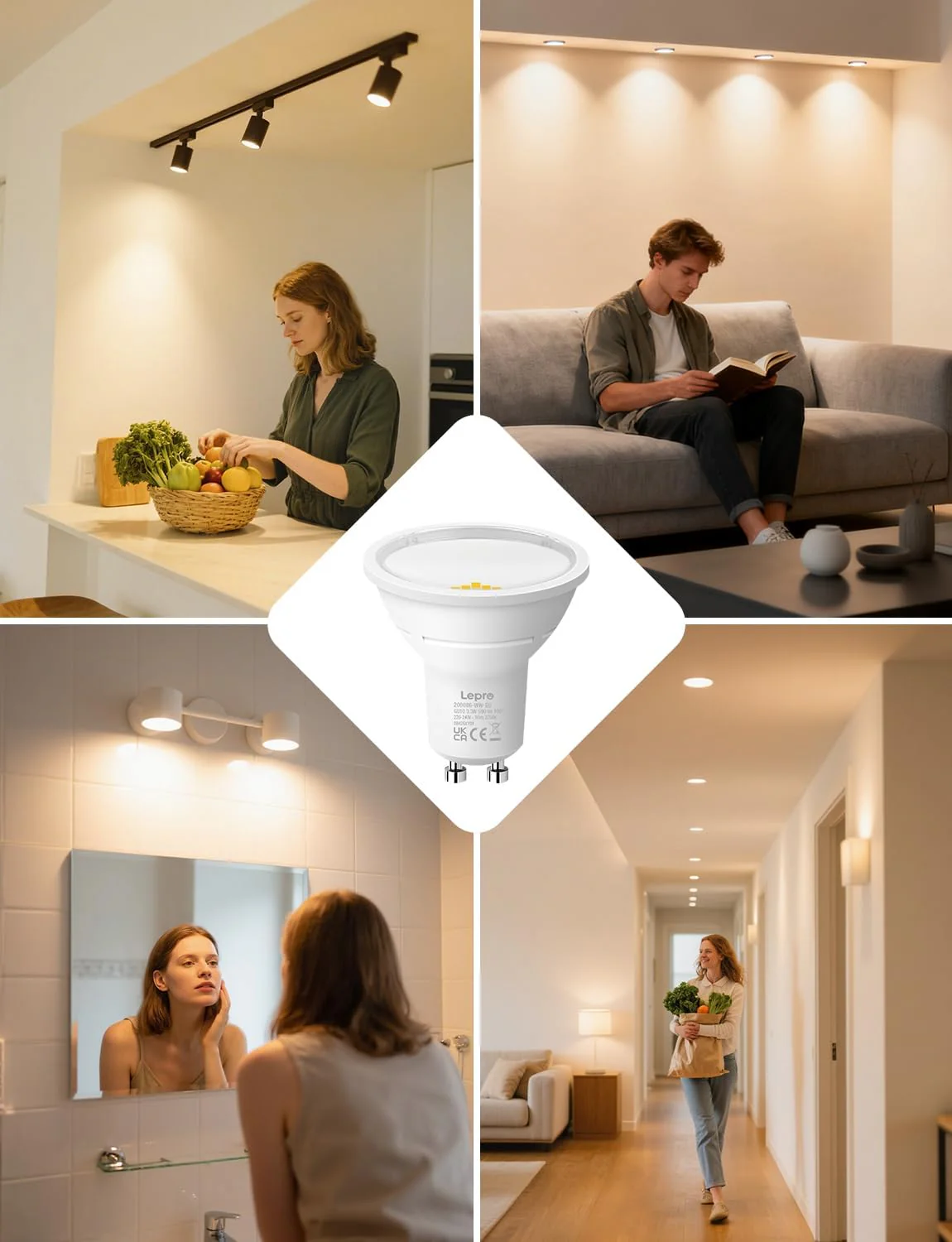 Lepro GU10 LED Bulbs, Warm White 2700K, A Energy Class, 590LM, 3.3W (50W Equivalent), 100¡« Wide Beam Angle, 50000H Long Life, Energy Saving LED Spotlight Bulb, Non-Dimmable, Pack of 10 - Image 9