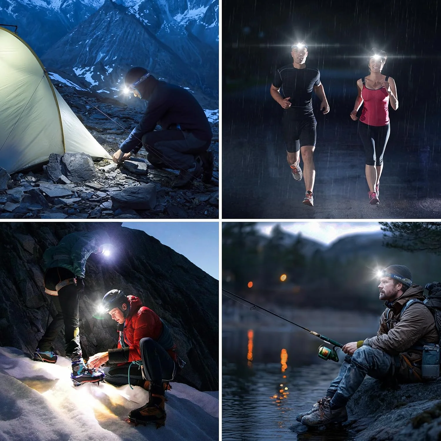 Lepro Head Torch Rechargeable, [2 Pack] 2000L Waterproof LED Headlamp with Red Warning Lights, 6 Lighting Modes, Long Runtime, Lightweight Headlight for Kids & Adults for Running Fishing Camping - Image 7