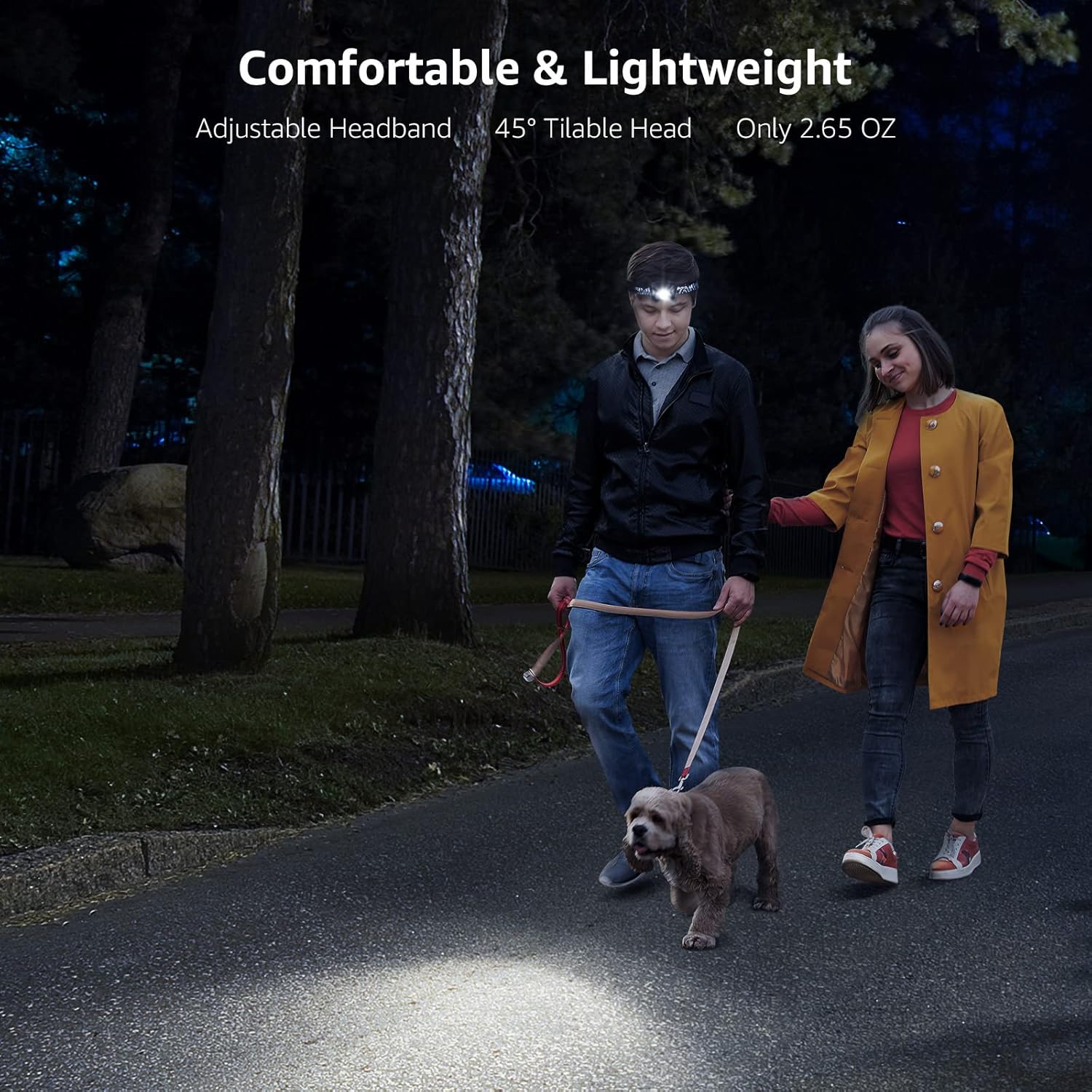 Lepro Head Torch Rechargeable, 2000L Waterproof LED Headlamp with Red Warning Lights, 6 Lighting Modes, Long Runtime, Lightweight Headlight for Kids & Adults for Running Fishing Camping - Image 2