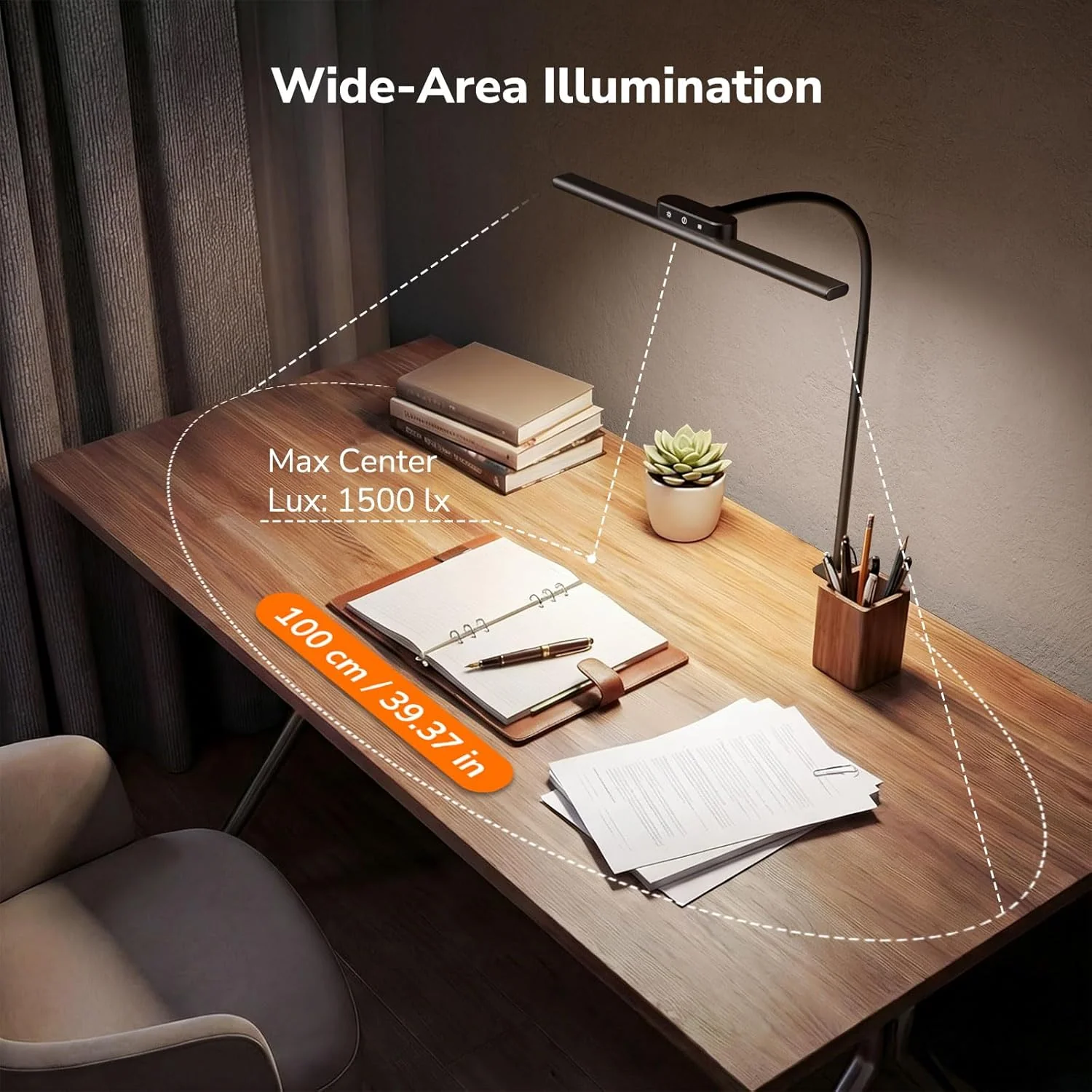 Lepro LED Desk Lamp with Clamp, Eye-Caring Desk Light, 700lm, 5 Brightness Levels & 5 Colour Modes, Flexible Office Lamp for Monitor, Reading, Crafts, Nails, School, Adapter Included, Black [Energy Class F] - Image 3
