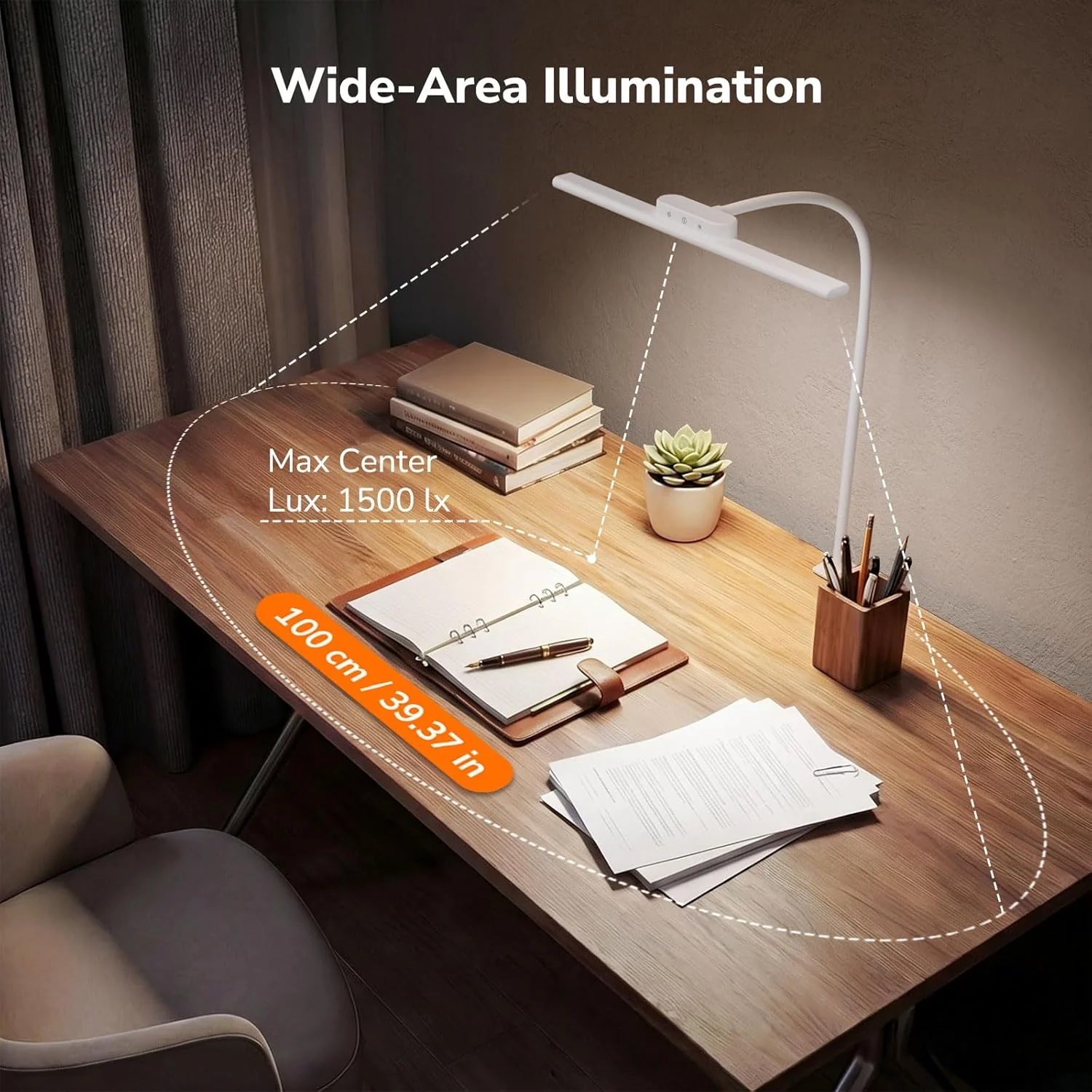 Lepro LED Desk Lamp with Clamp, Eye-Caring Desk Light, 750lm, 5 Brightness Levels & 5 Colour Modes, Flexible Office Lamp for Monitor, Reading, Crafts, Nails, School, Adapter Included, White [Energy Class F] - Image 3