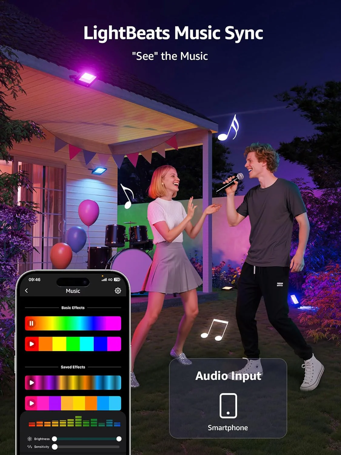 Lepro Led Flood Light Outdoor 30w, Colour Changing Floodlight App Control, 16M Colors DIY, LightGPM AI Mode, Music Sync, Voice Control with Alexa&Google, Timer, IP65 Waterproof for Outdoor Decoration - Image 6