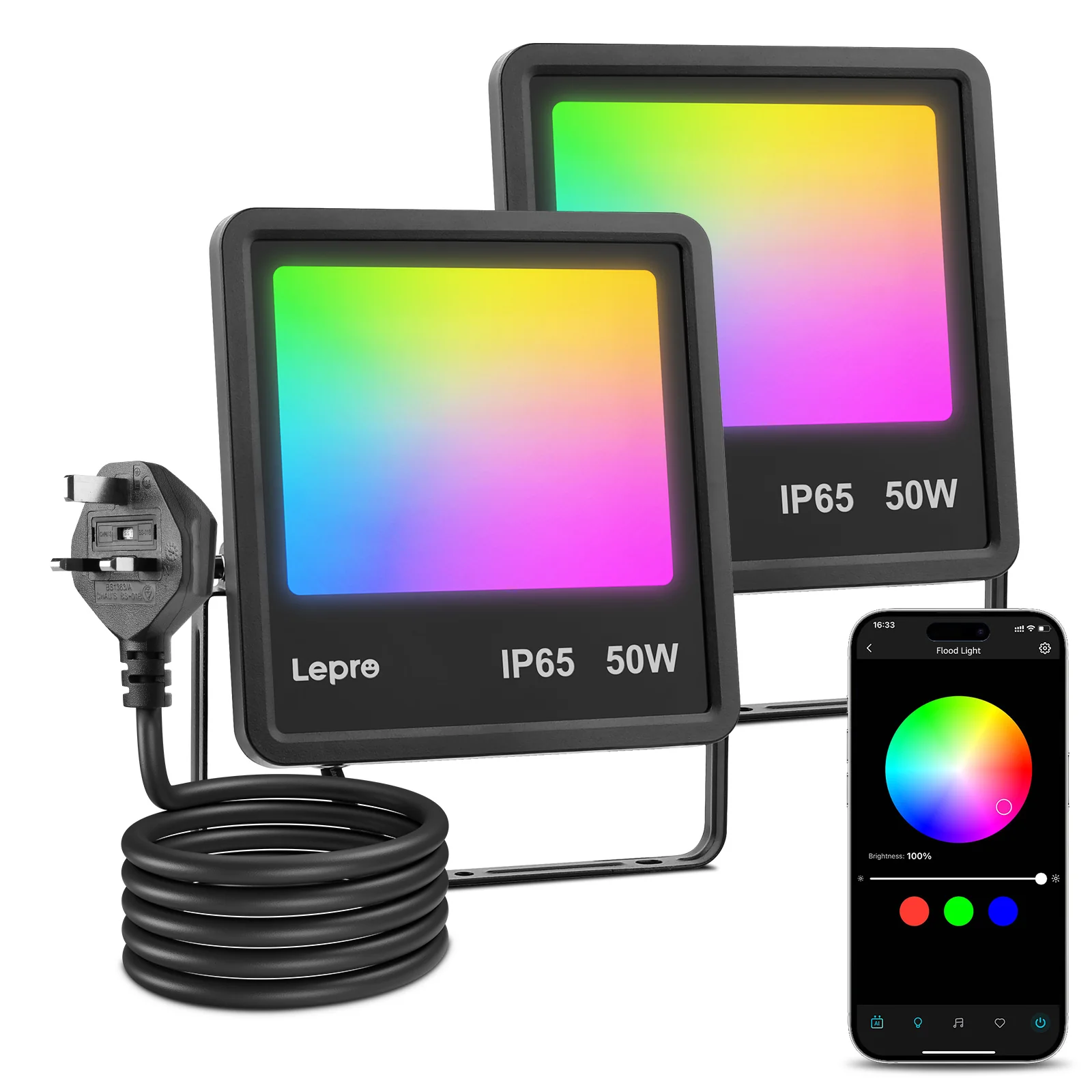 Lepro Led Flood Light Outdoor 50w, Colour Changing Floodlight App Control, 16M Colors DIY, LightGPM AI Mode, Music Sync, Voice Control with Alexa&Google, Timer, IP65 Waterproof for Outdoor Decoration - Image 12