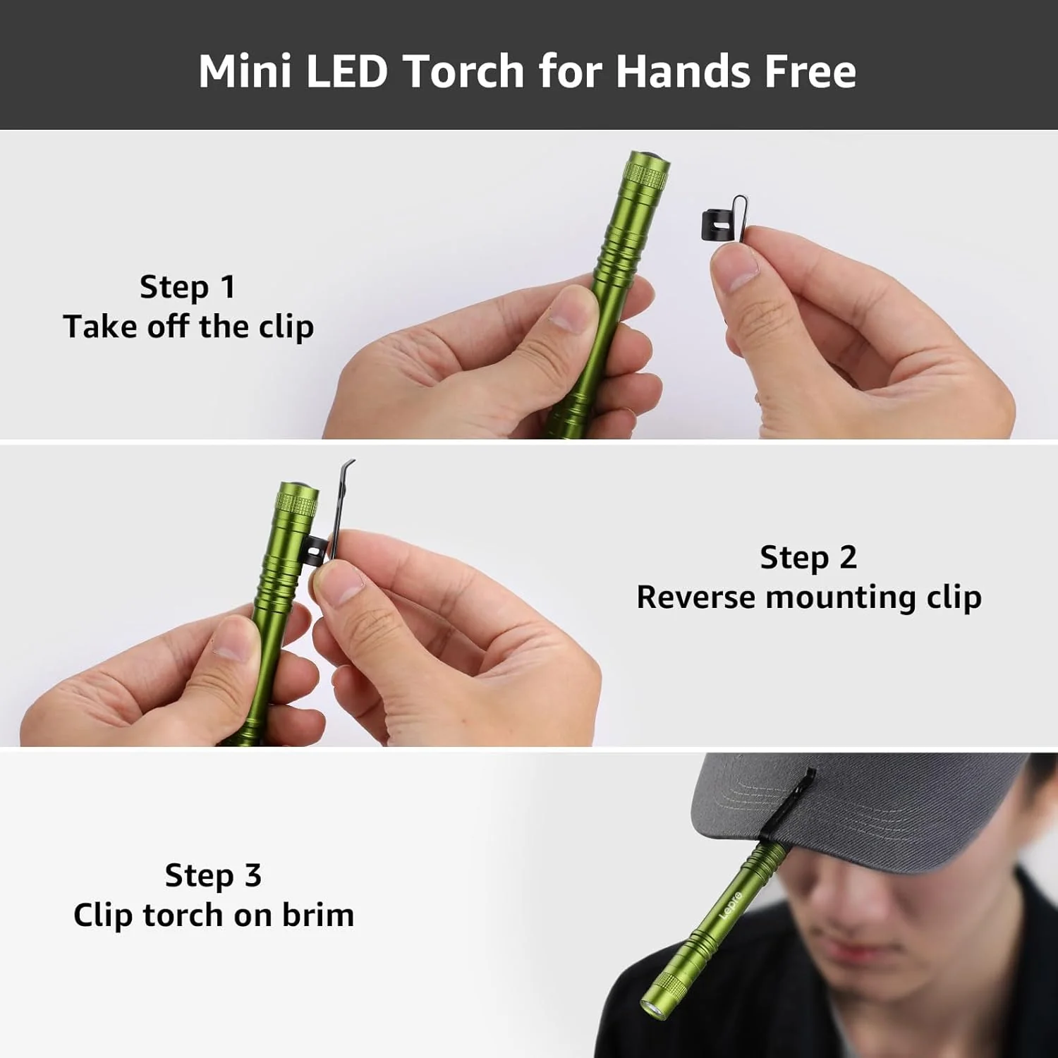 Lepro LED Torch Battery Powered, 2 Pack Pen Torch with Clip - Small Flightlight, 3 Modes, IP44 Waterproof for Camping, Emergencies, Repairs, Dog Walking, Power Cuts (Batteries Included), Green [Energy Class A] - Image 6
