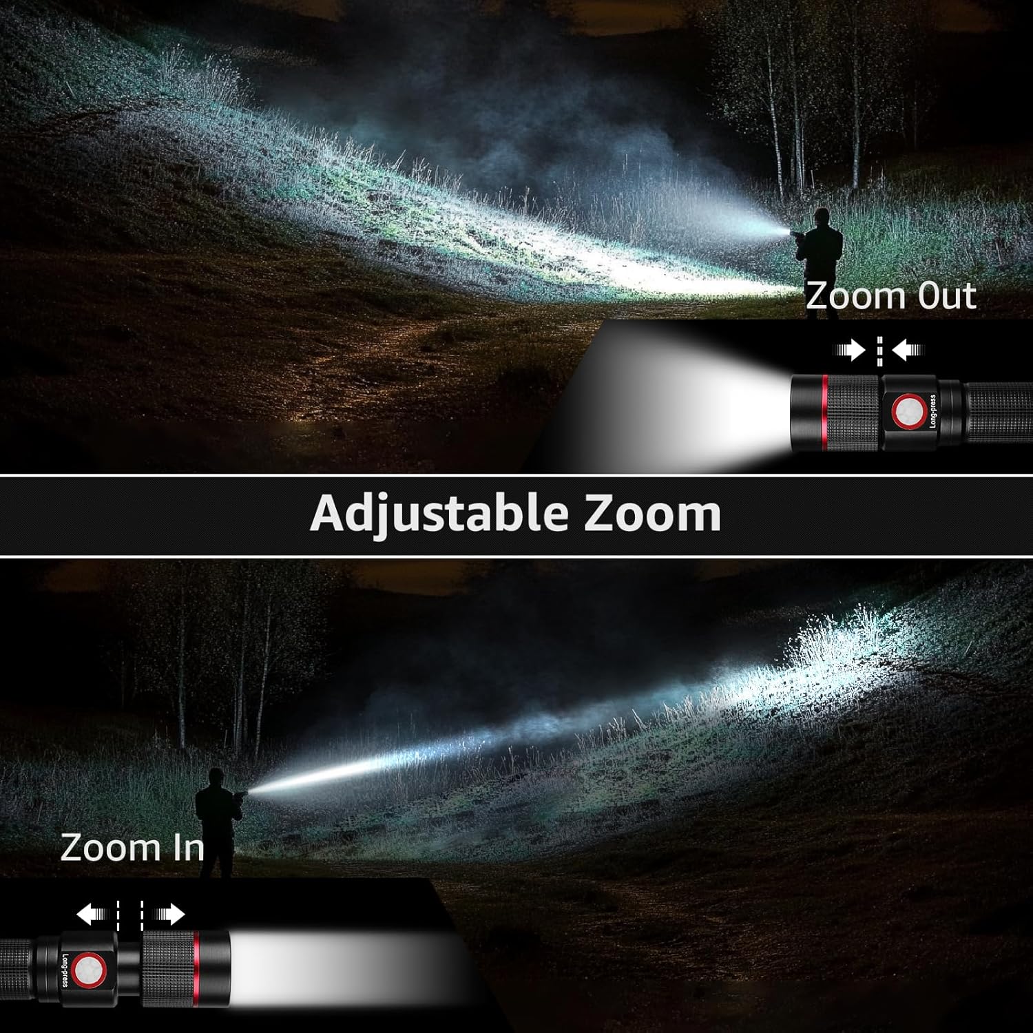 Lepro LED Torch Rechargeable, Super Bright Adjustable Focus Flashlight, 5 Modes, IPX4 Waterproof, Long Battery Life Small Pocket Torch for for Camping, Hiking, Power Cuts, Dog Walking - Image 4