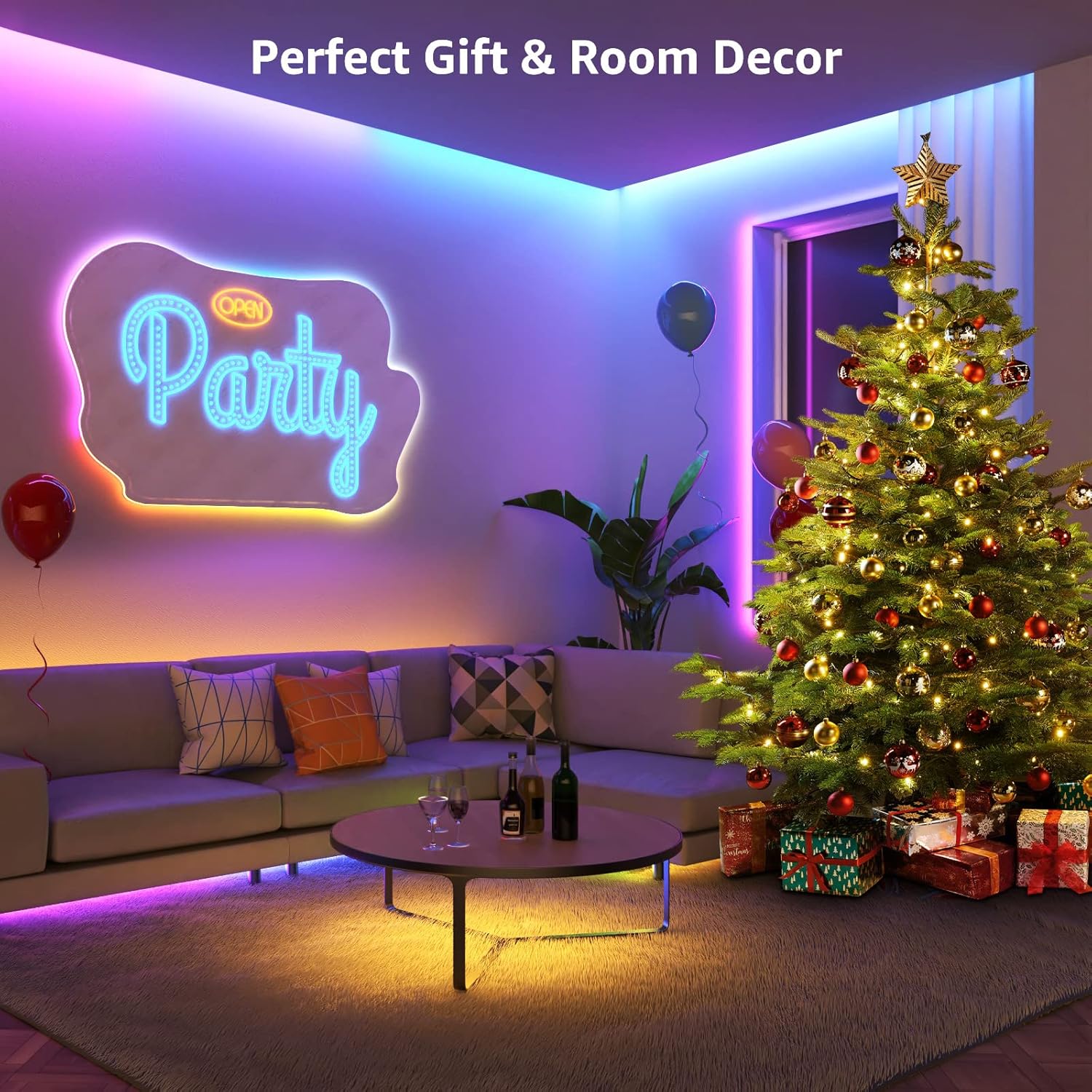 Lepro MagicColor LED Strip Light 10M (5Mx2) 300LEDs, Rainbow Chasing Lights, Music Sync, Multiple Colours on One Line, Remote Control LED Lights for Bedroom, Living Room, Bar, Gaming Time - Image 5
