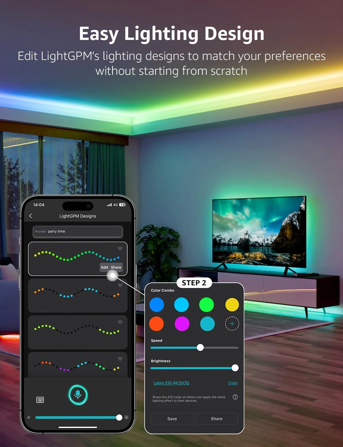 Lepro S2 AI Smart LED Strip Light 10M RGBW+IC, Works with Alexa, Google Assistant, Music Sync, 2400LM White Light, Personalized AI Lighting Designer, Zonal Colour Control LED Lights, App Voice Control - Image 7