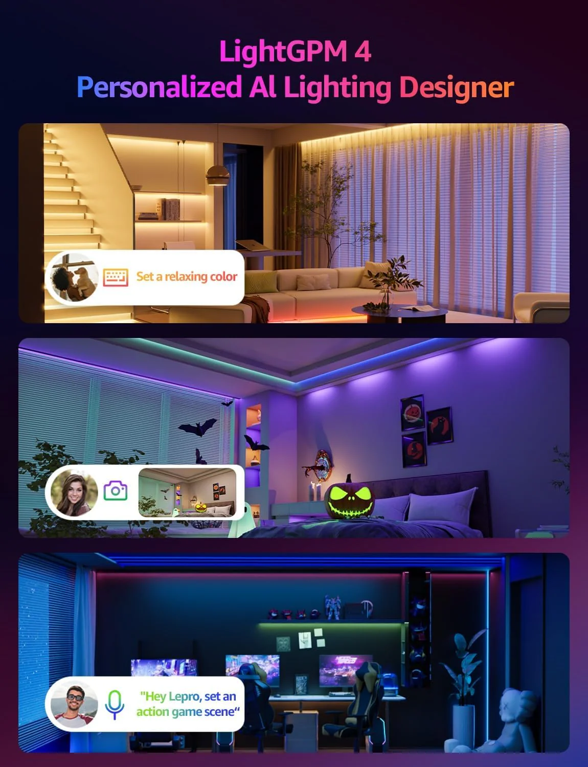 Lepro SE1 AI Smart RGB LED Strip Light 15M Roll, WiFi App Voice Control, Works with Alexa & Google Home, Music Sync, AI Lighting Design Assistant, Colour Changing LED Lights for Bedroom, No Remote - Image 2