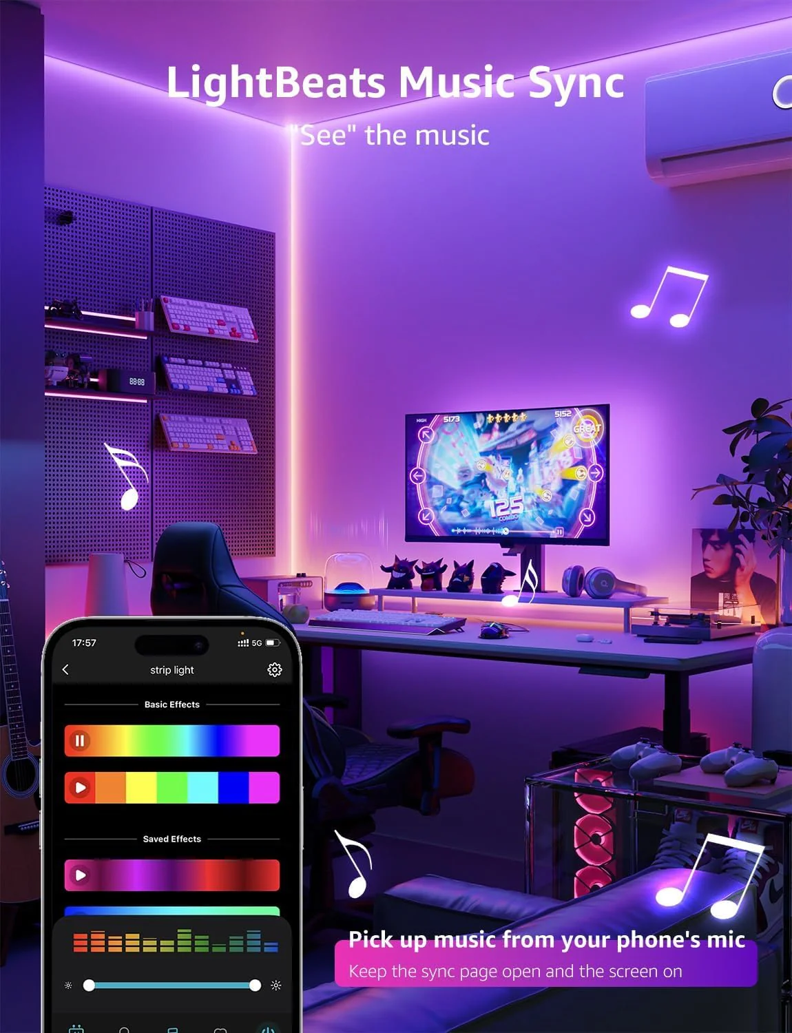 Lepro SE1 AI Smart RGB LED Strip Light 15M Roll, WiFi App Voice Control, Works with Alexa & Google Home, Music Sync, AI Lighting Design Assistant, Colour Changing LED Lights for Bedroom, No Remote - Image 6