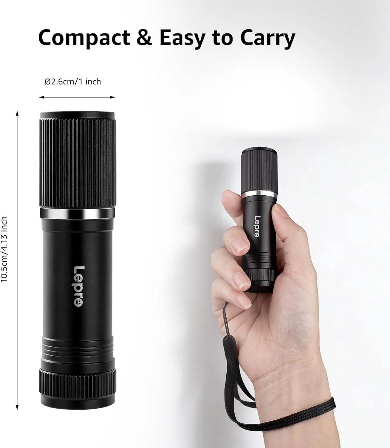 Lepro Small Torches Battery Powerd, 2 Pack EDC Torch with Aluminum Body, IPX4 Waterproof Perfect for Camping, Emergency, Dog Walking, Daily Carry and Outdoor Hiking (Batteries Included) - Image 3