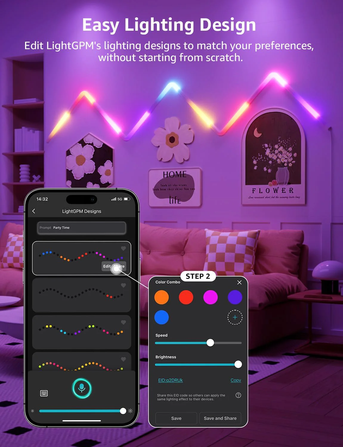 Lepro WL1 AI Smart Wall Light, Music Sync RGB Light Bar, Voice Control, AI Lighting Design Assistant, Mood Light for Home Decor, Gaming Light, Work with Alexa, Google Assistant,6 Pcs with 4 Corners - Image 6