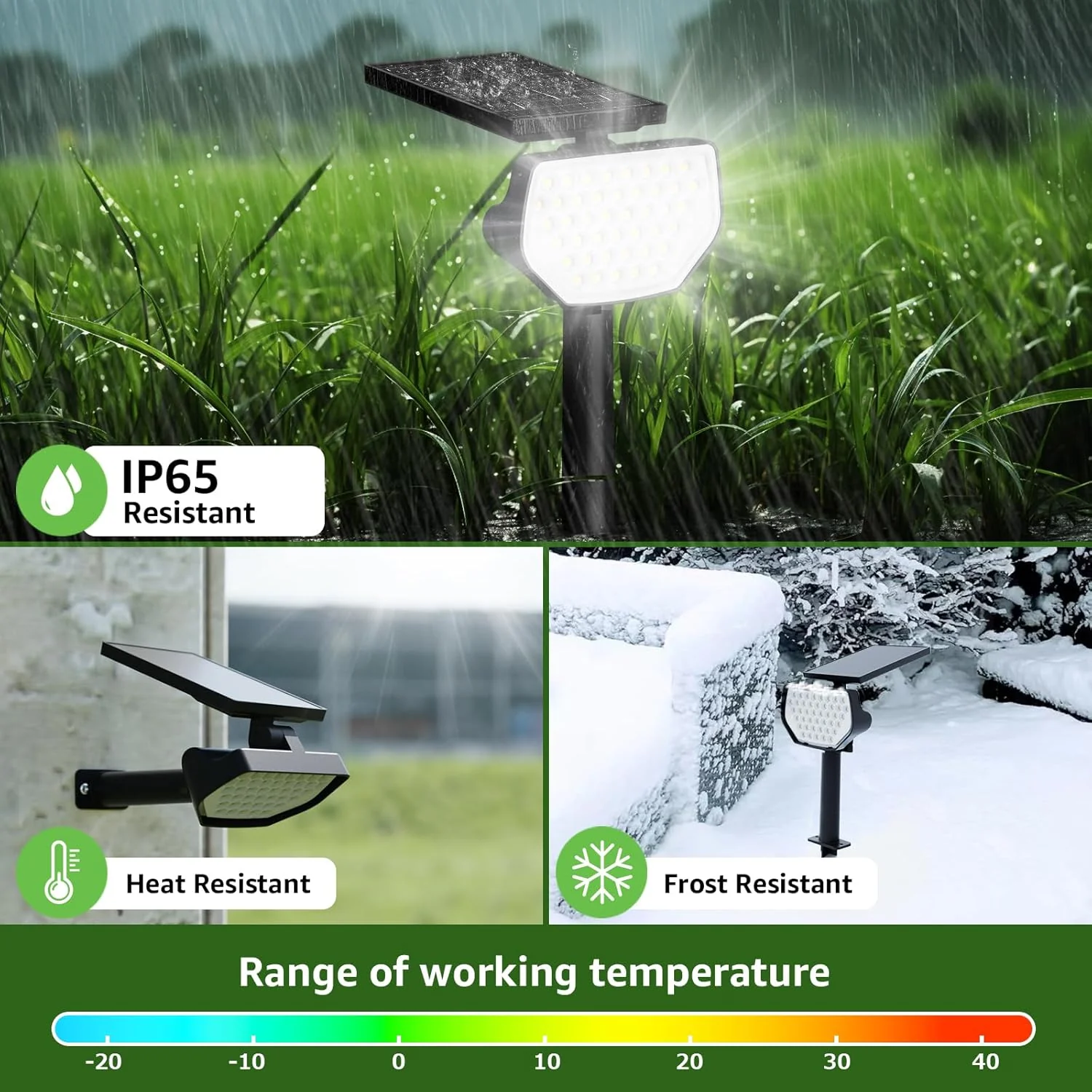 Lepro Solar Spot Lights Outdoor Garden, 43 LED Solar Garden Lights with IP65 Waterproof, 2 Lighting Modes, 135° Adjustable, Dusk-to-Dawn Cool White Solar Spotlights for Lawn Yard [2 Pack] - Image 5